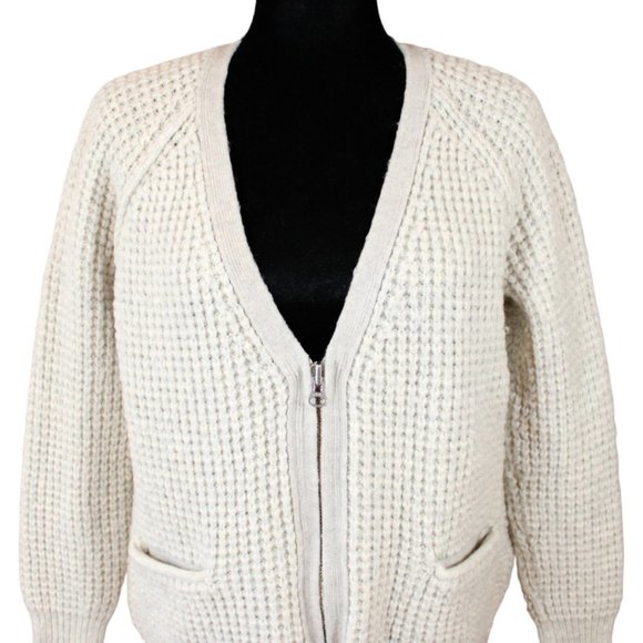 Wilfred Free Waffle Knit Cardigan Alpaca Medium Zipper Front Long Sleeves CA287 - Picture 7 of 9